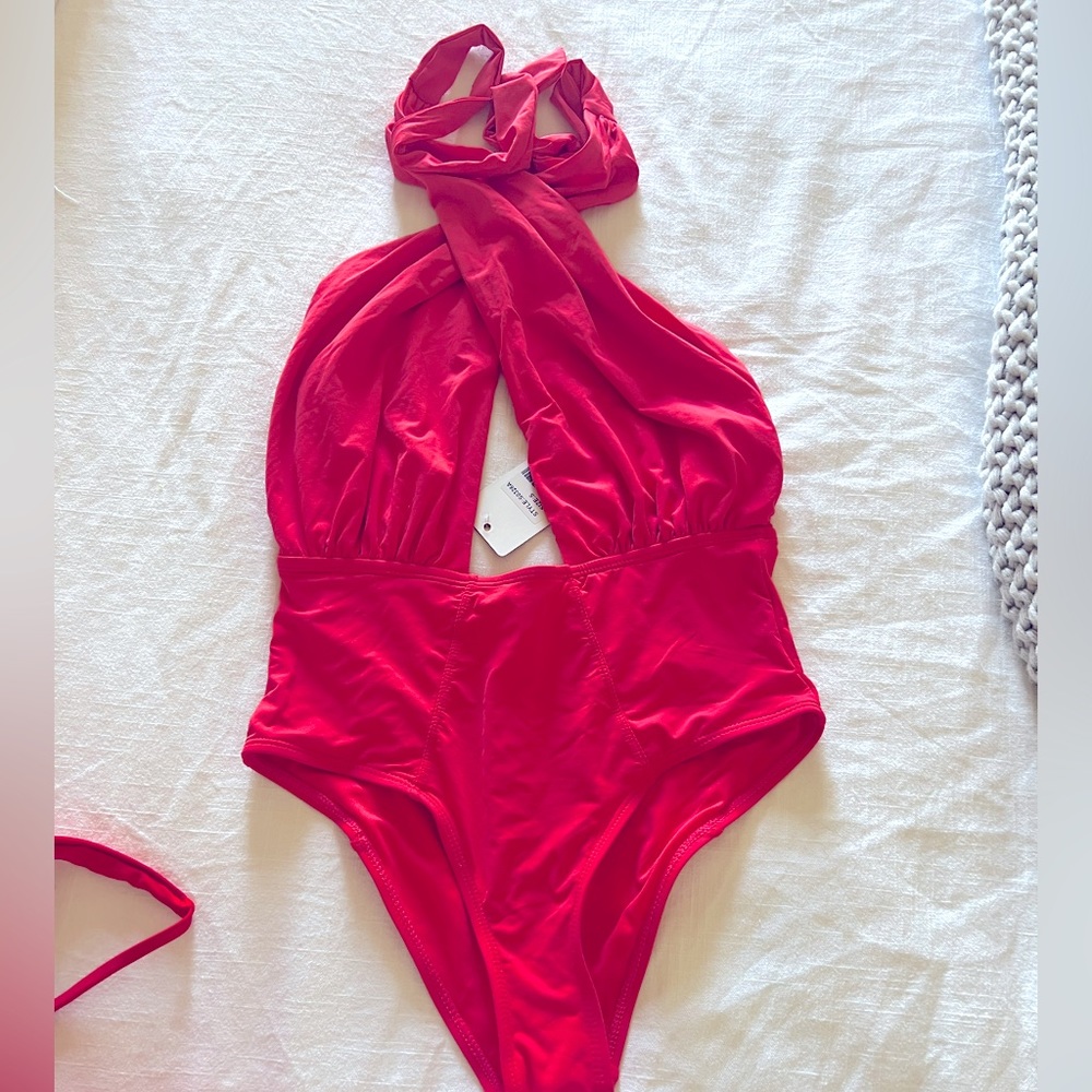 Brand new red one-piece swim